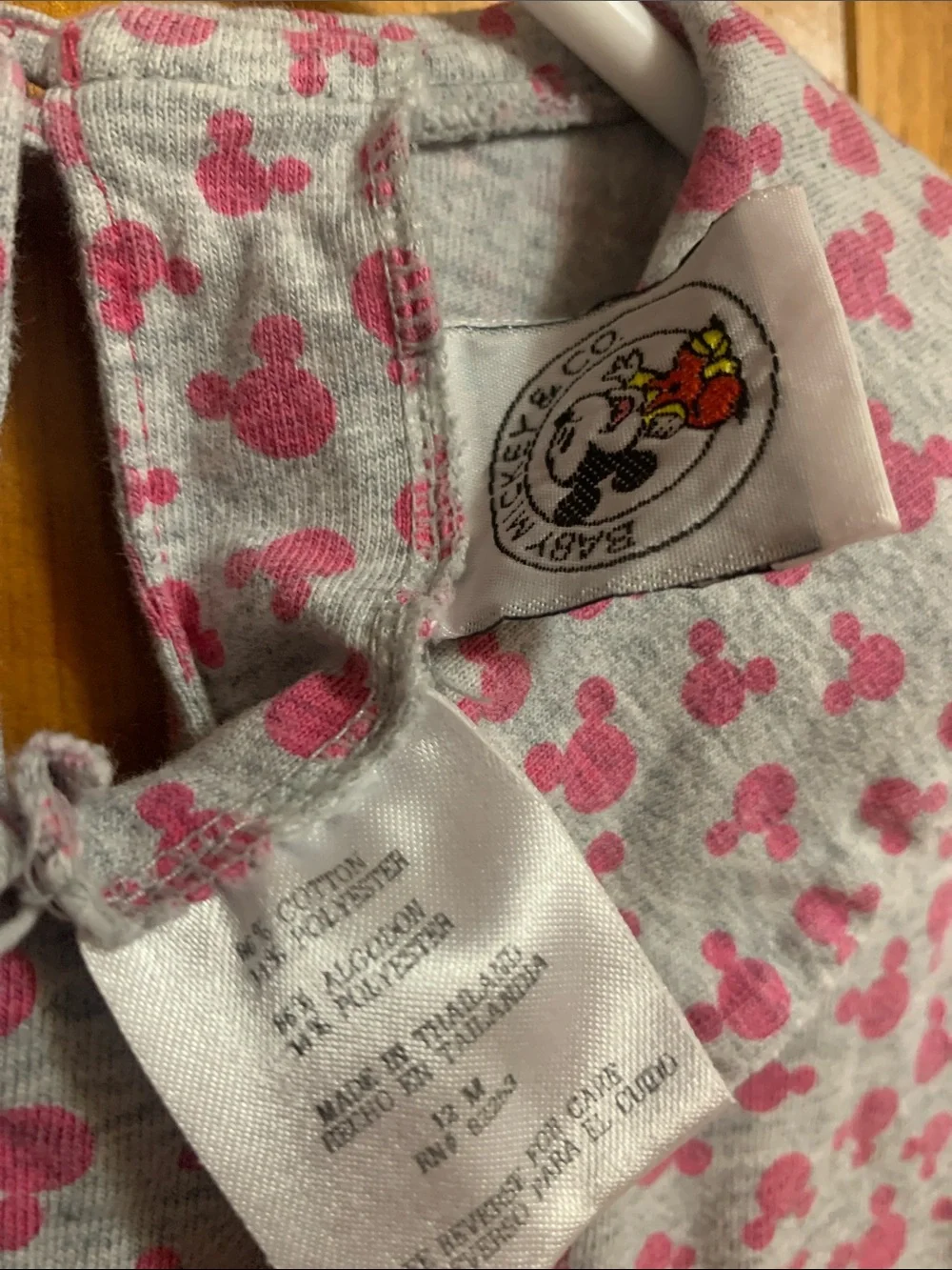 Pink and Gray Baby Mickey & Co. Onesie